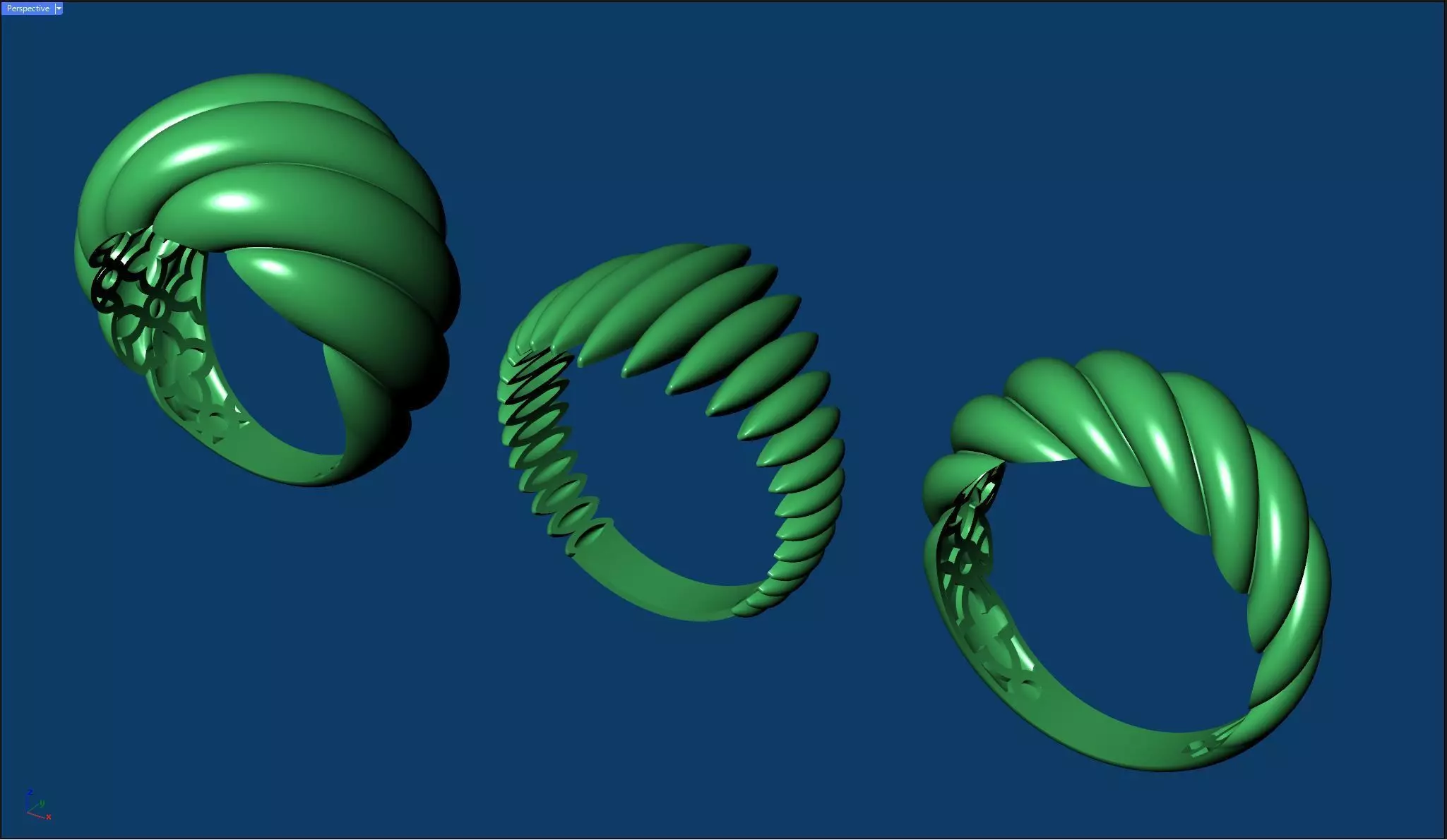 Shell-Inspired Ring Set 3D print model_8