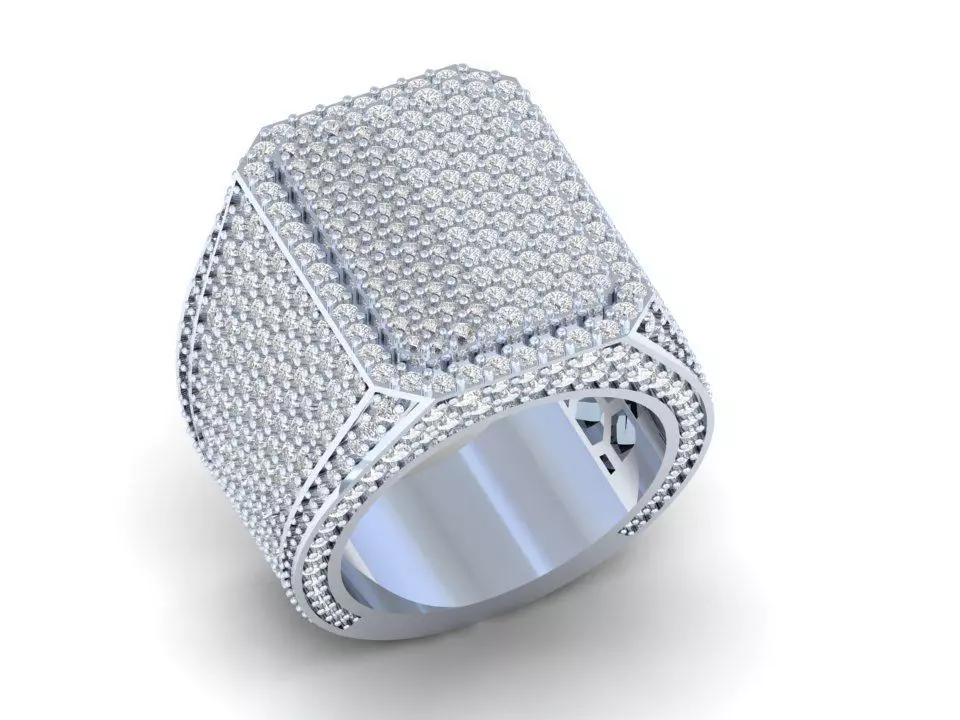 Emerald Signet Ring 3D print model_2