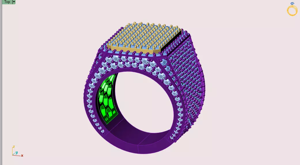 Emerald Signet Ring 3D print model_10