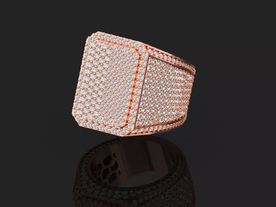 Emerald Signet Ring 3D print model_1