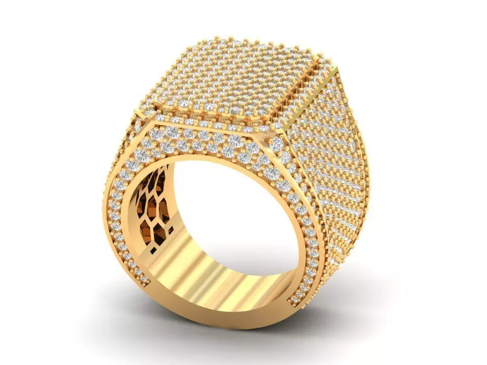 Emerald Signet Ring 3D print model_0