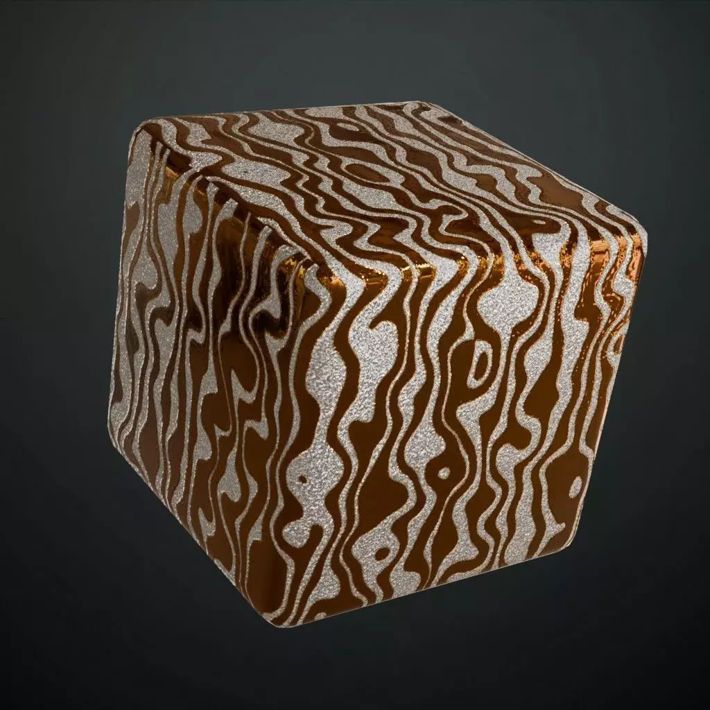 Stylized Damascus Patterned Metal PBR Seamless Texture_4