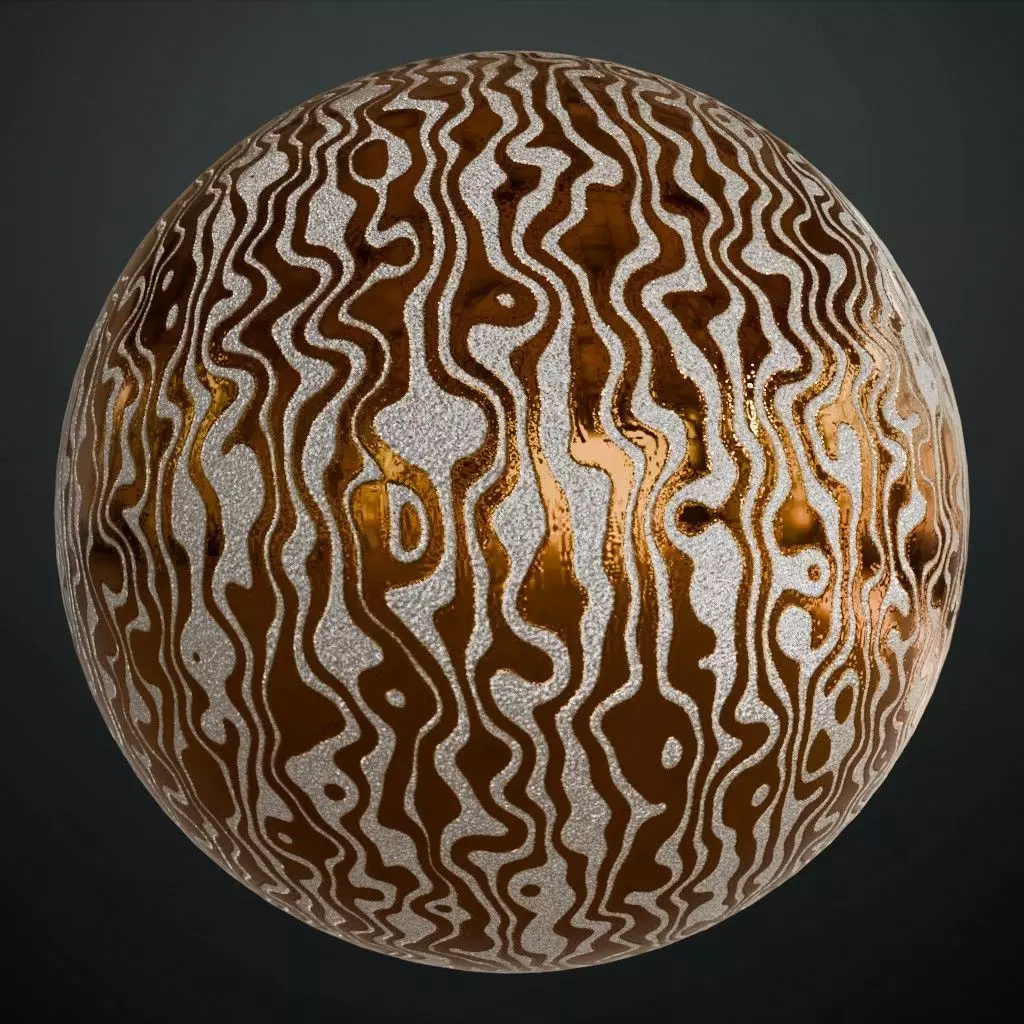 Stylized Damascus Patterned Metal PBR Seamless Texture_0