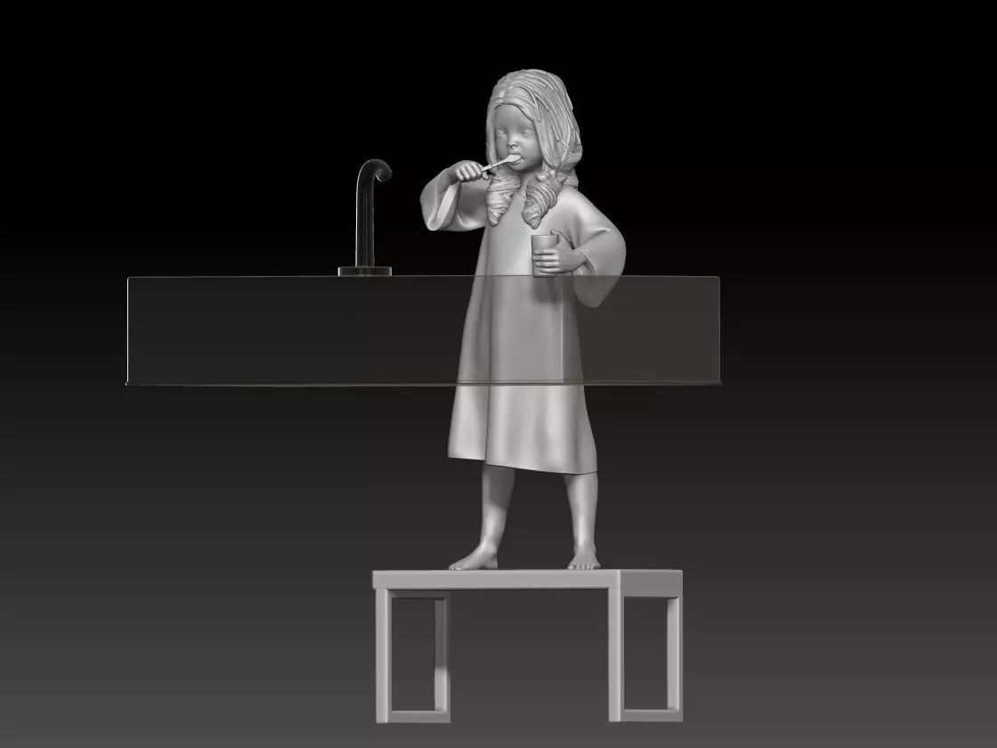 brush your teeth mom and Daughter 1 3D print model
