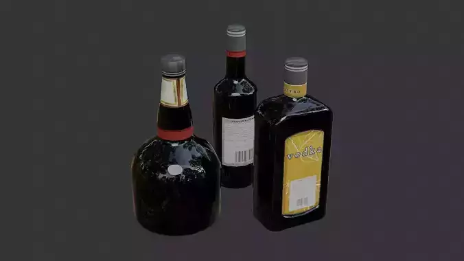 Liquor Bottles and Glassware Display Set
