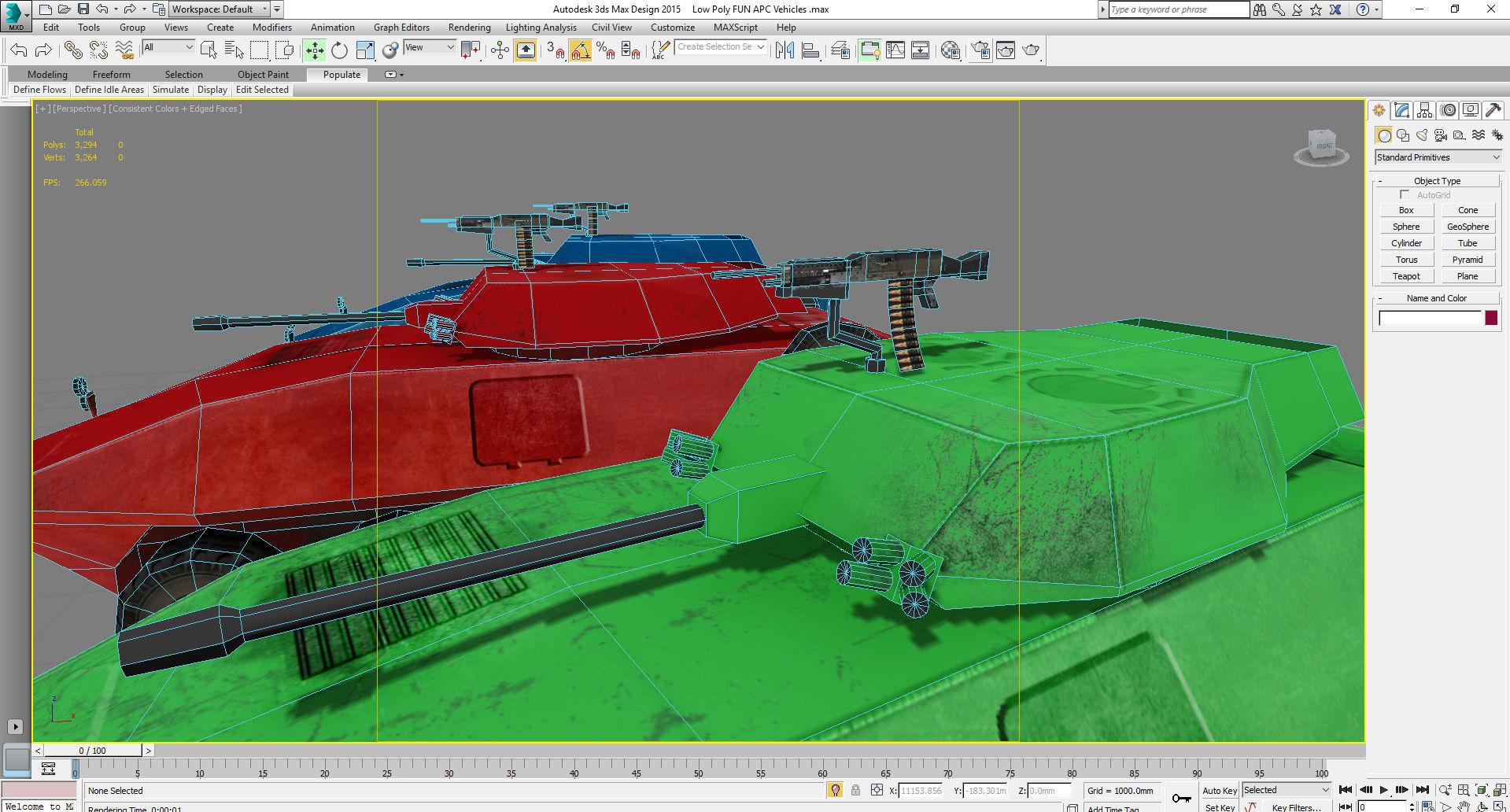 Fun Military APC combat vehicles Low-poly 3D model_7