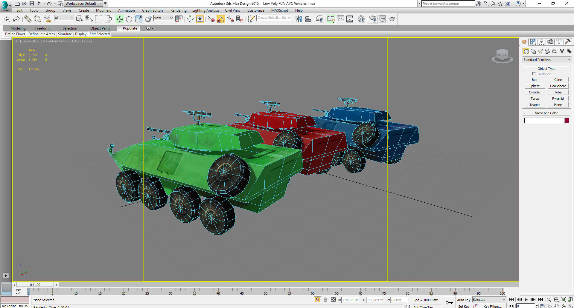 Fun Military APC combat vehicles Low-poly 3D model_9