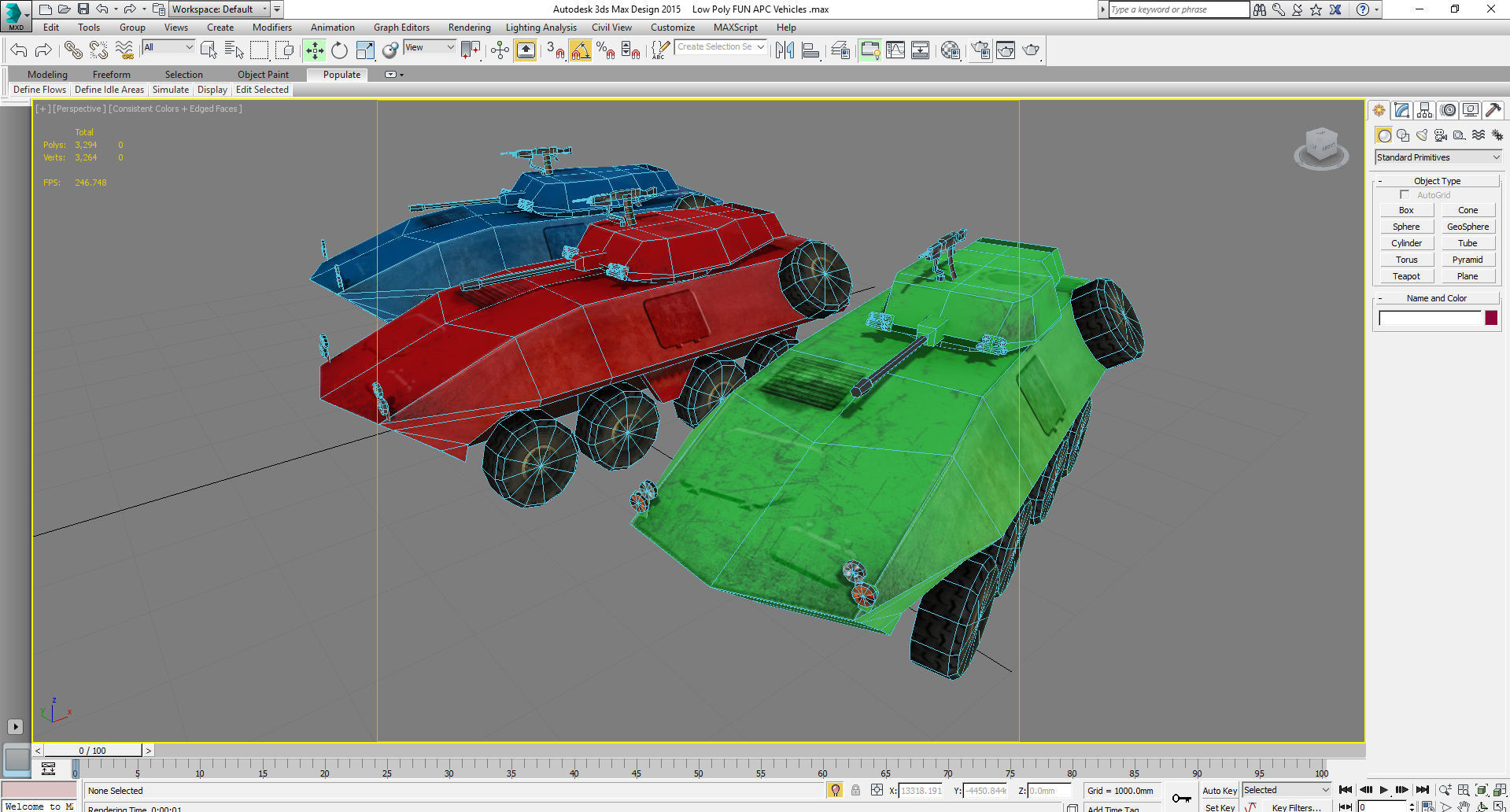 Fun Military APC combat vehicles Low-poly 3D model_10