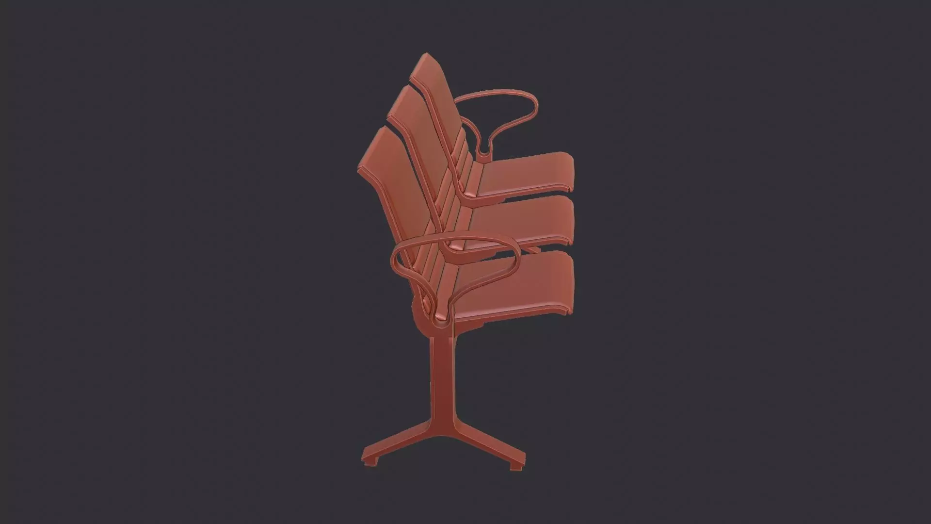 Airport seating row three seats Low-poly 3D model_6