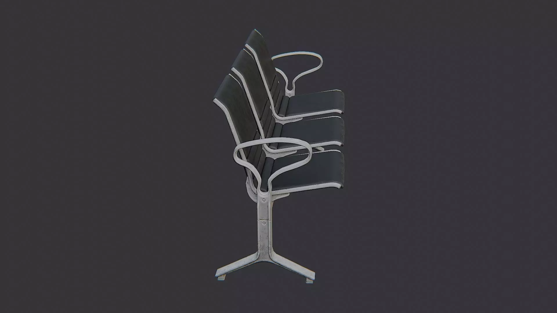 Airport seating row three seats Low-poly 3D model_0