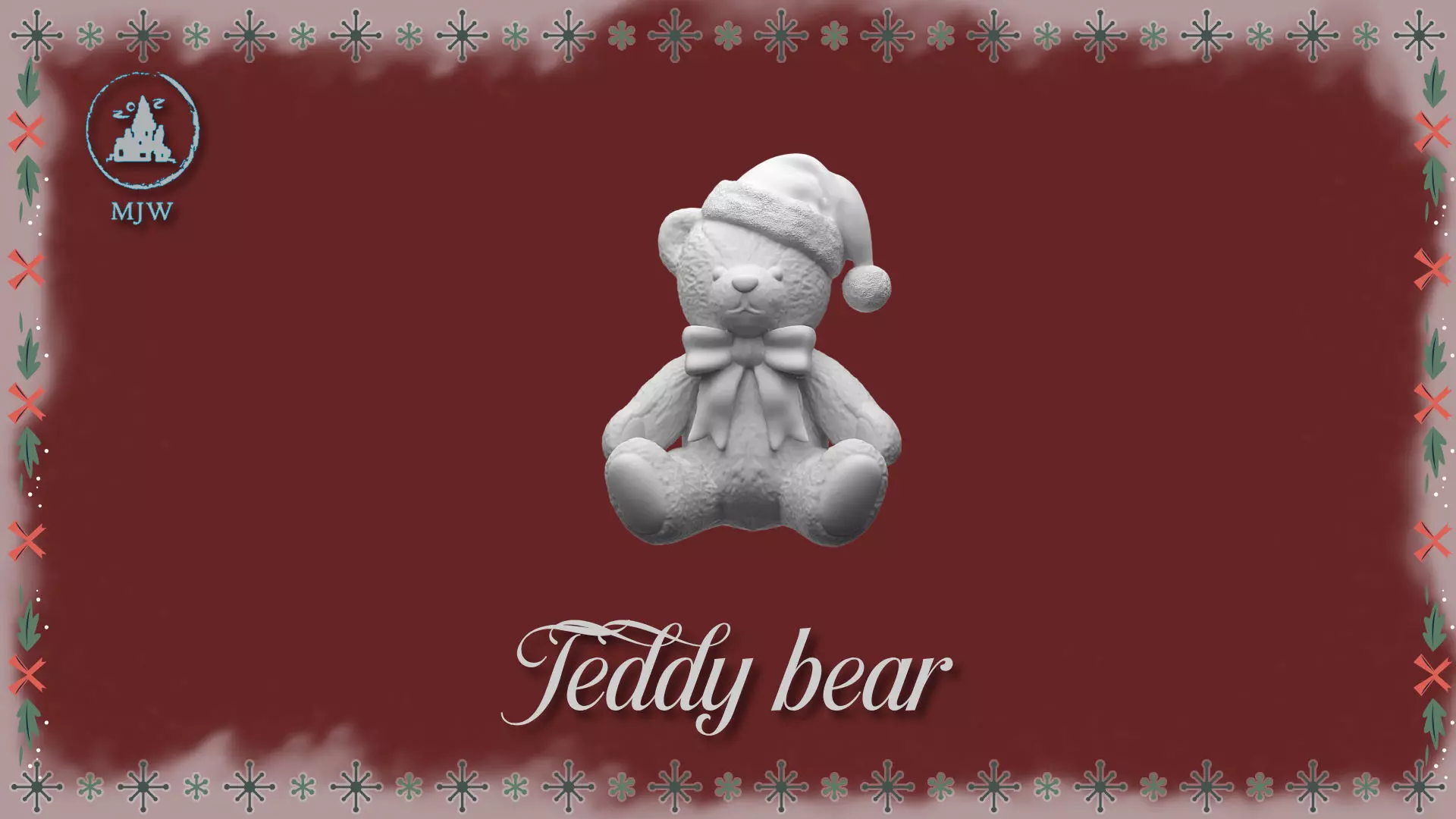 Christmas Teddy Bear Miniature STL for Dollhouse Santa Workshop 3D print model_13