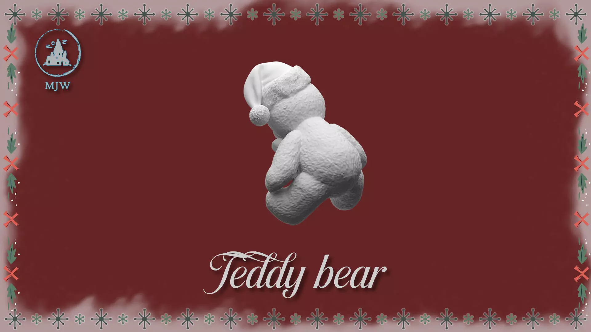 Christmas Teddy Bear Miniature STL for Dollhouse Santa Workshop 3D print model_9