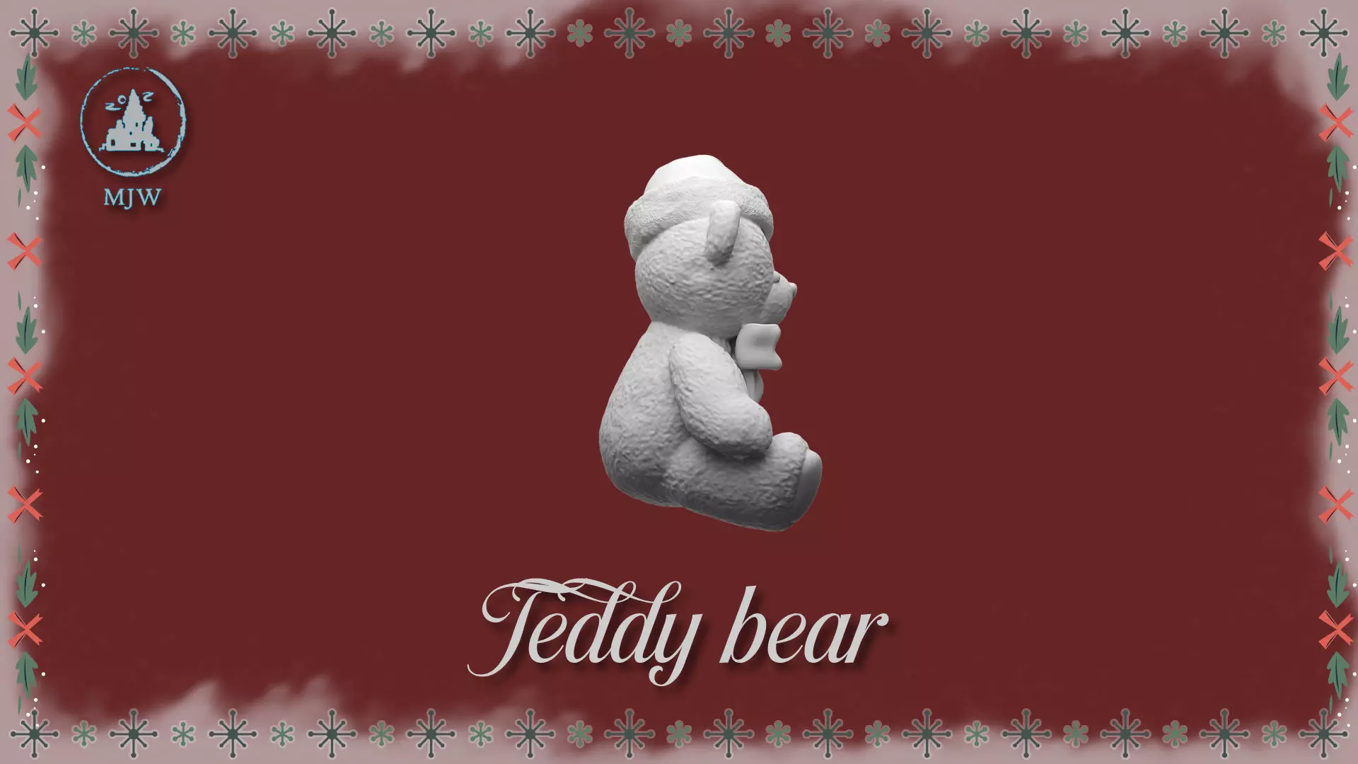 Christmas Teddy Bear Miniature STL for Dollhouse Santa Workshop 3D print model_6