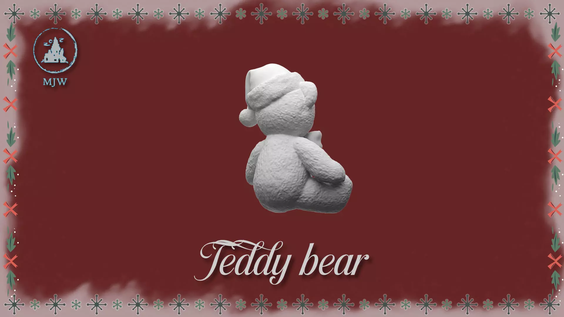 Christmas Teddy Bear Miniature STL for Dollhouse Santa Workshop 3D print model_11