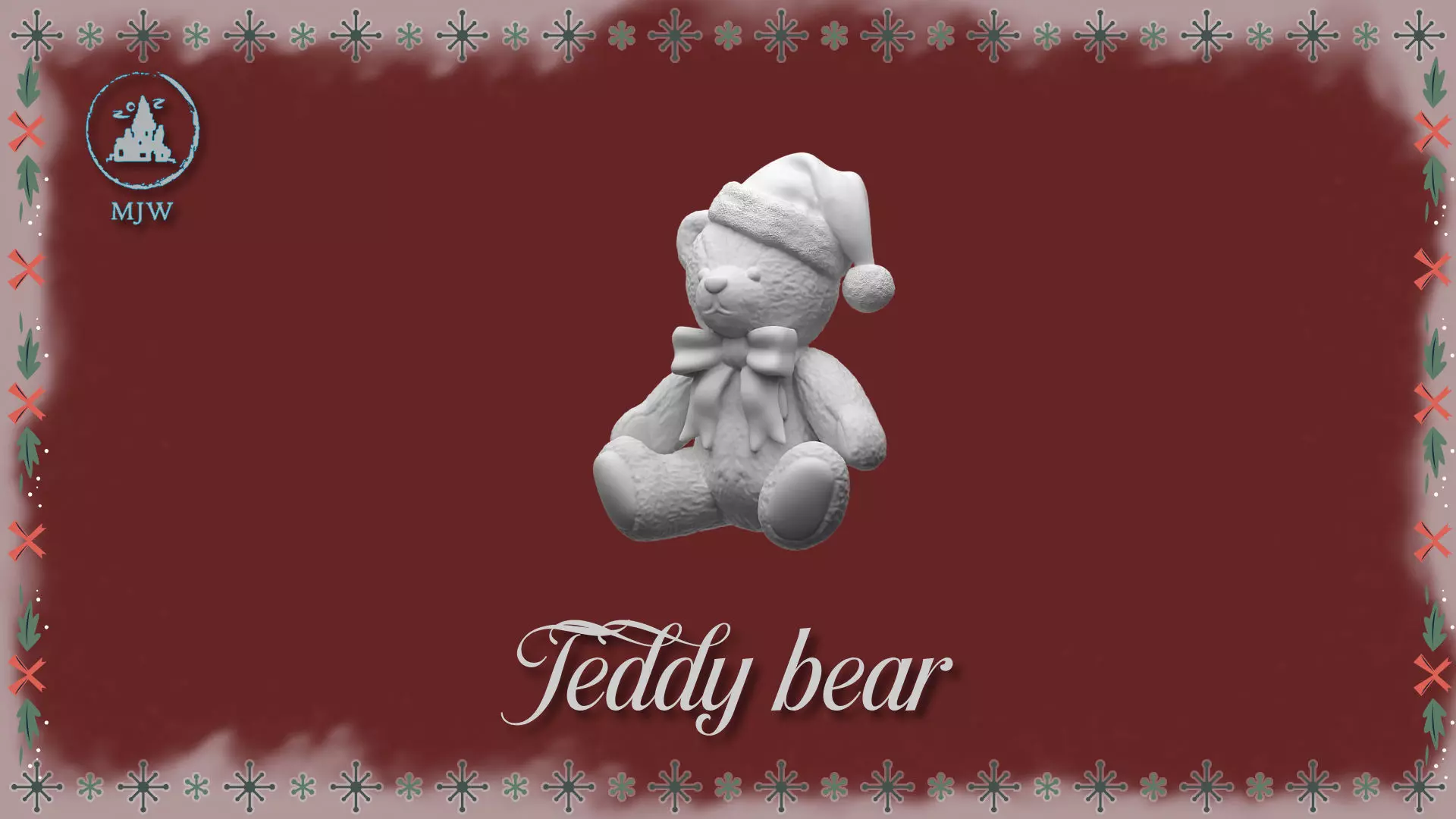 Christmas Teddy Bear Miniature STL for Dollhouse Santa Workshop 3D print model_7