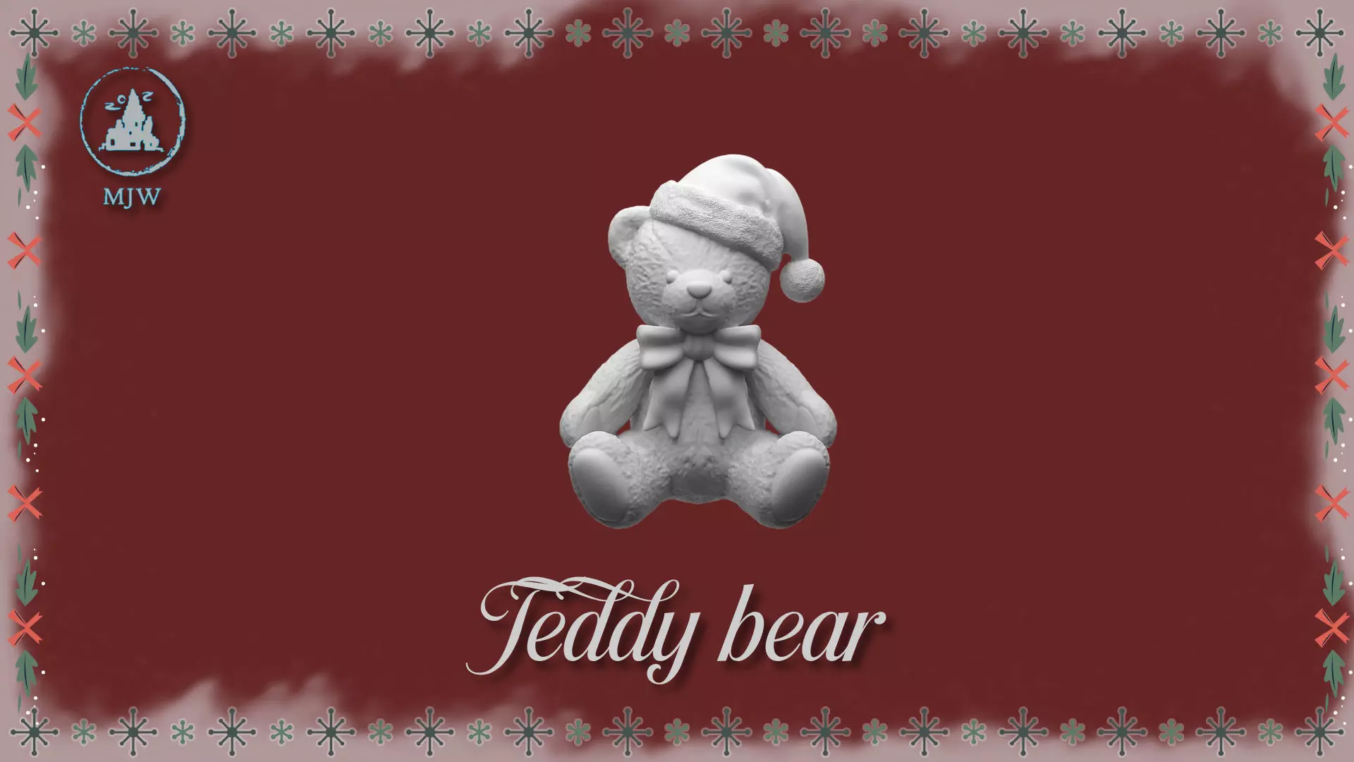Christmas Teddy Bear Miniature STL for Dollhouse Santa Workshop 3D print model_5