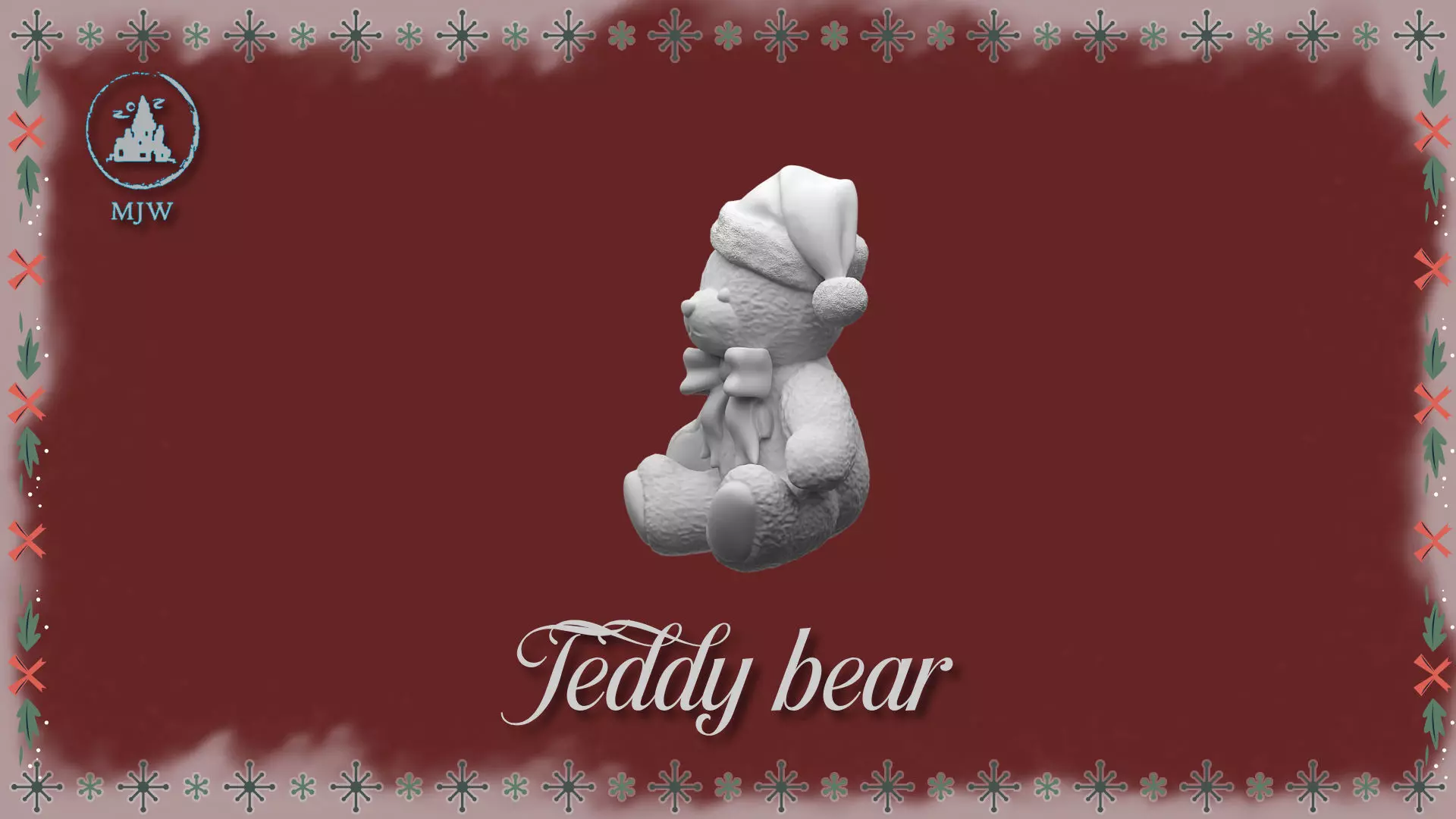 Christmas Teddy Bear Miniature STL for Dollhouse Santa Workshop 3D print model_1
