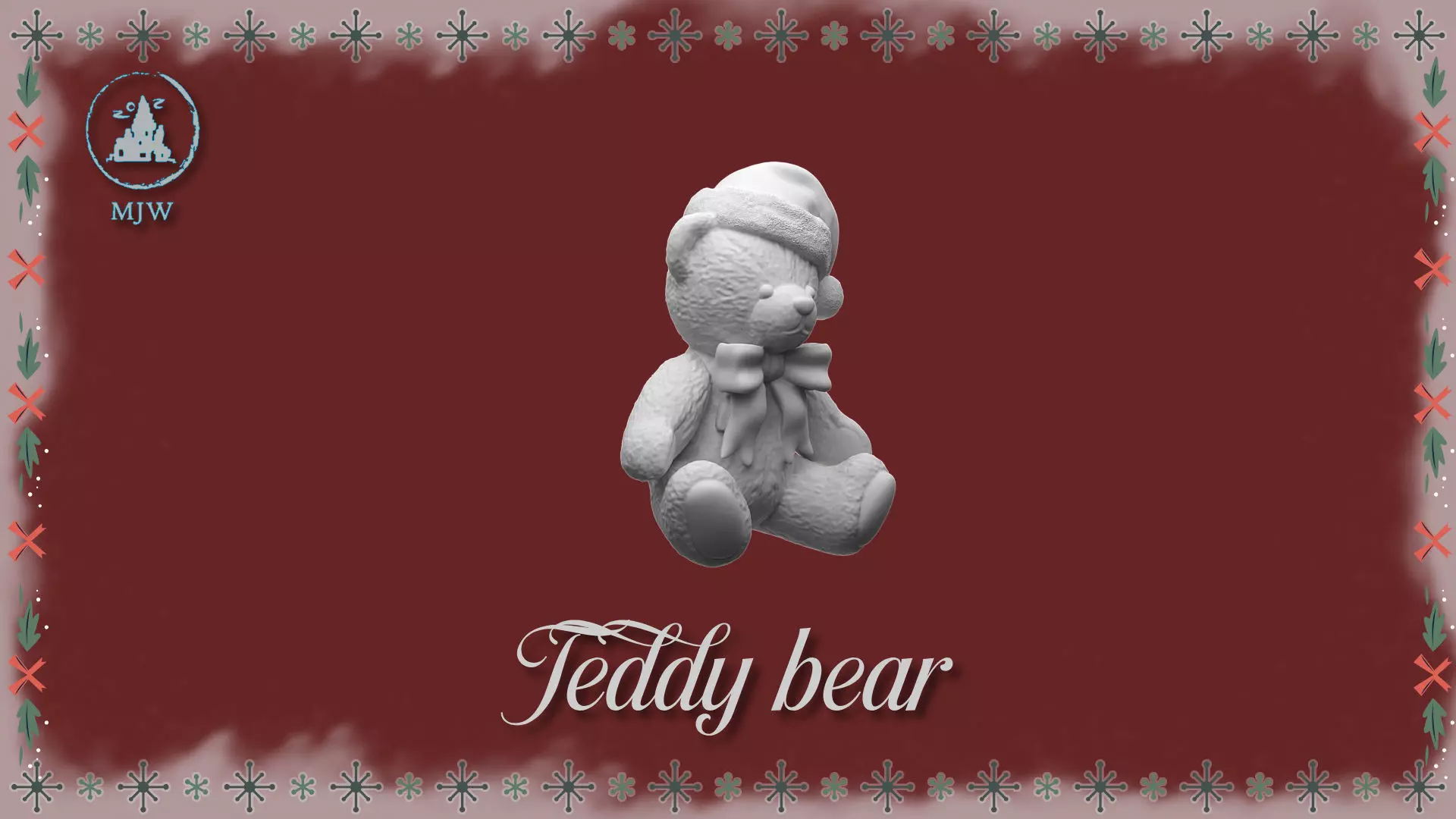Christmas Teddy Bear Miniature STL for Dollhouse Santa Workshop 3D print model_8