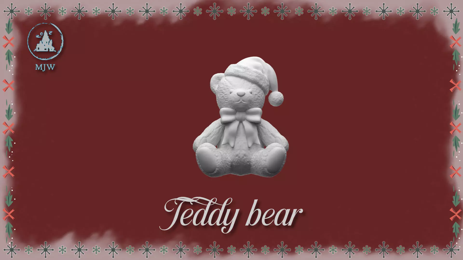Christmas Teddy Bear Miniature STL for Dollhouse Santa Workshop 3D print model_3
