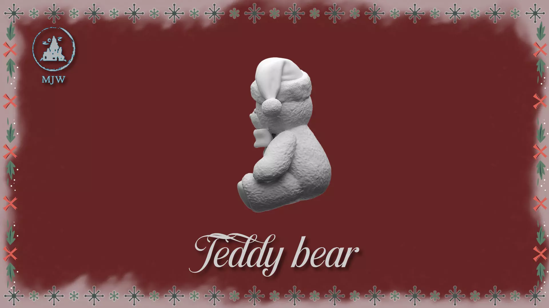 Christmas Teddy Bear Miniature STL for Dollhouse Santa Workshop 3D print model_2