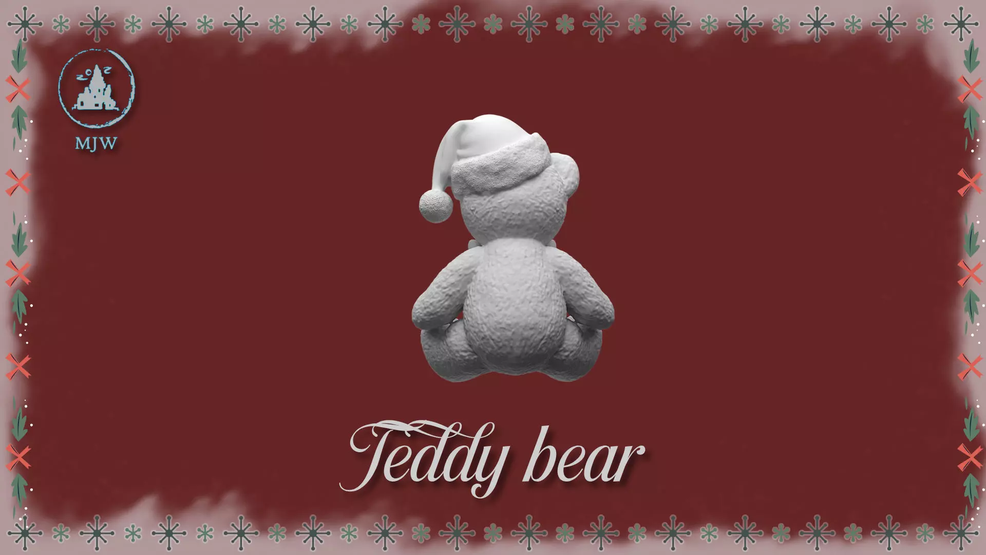 Christmas Teddy Bear Miniature STL for Dollhouse Santa Workshop 3D print model_4