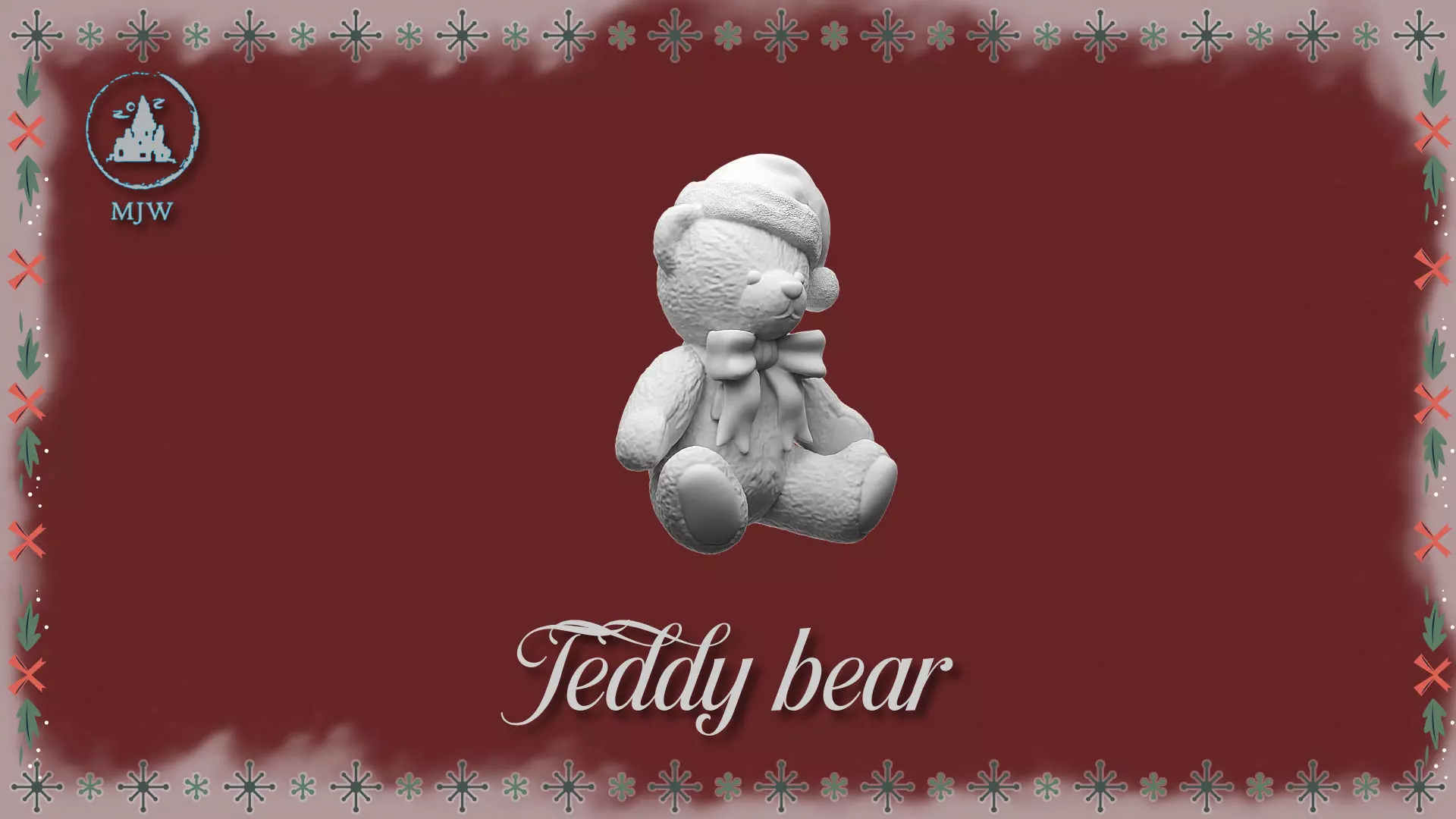 Christmas Teddy Bear Miniature STL for Dollhouse Santa Workshop 3D print model_10