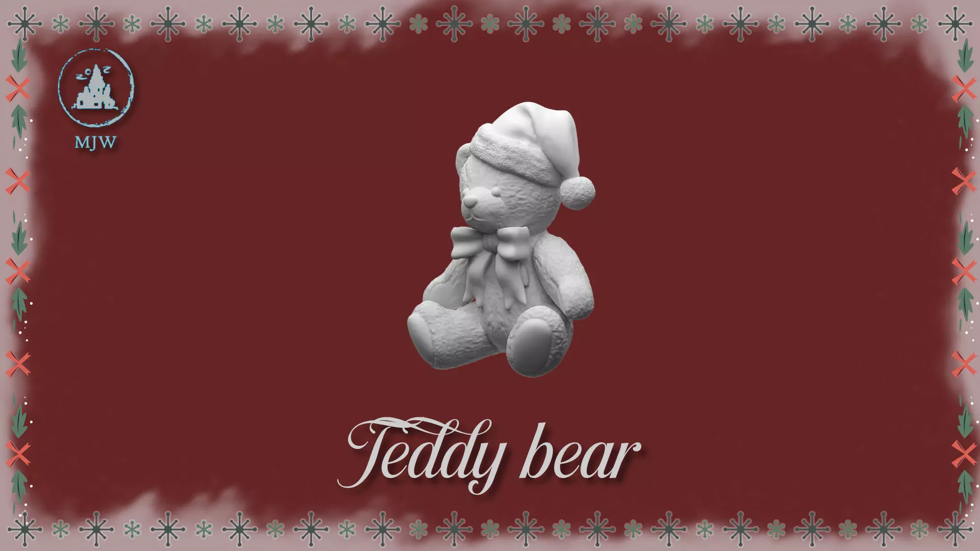 Christmas Teddy Bear Miniature STL for Dollhouse Santa Workshop 3D print model_12