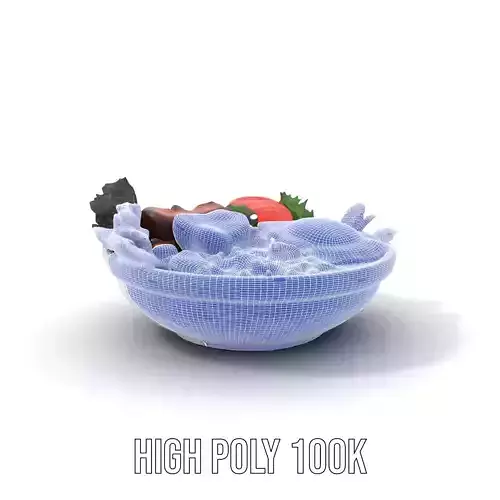 Deluxe Breakfast Bowl model pack Low-poly 3D model 4