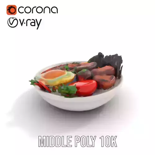Deluxe Breakfast Bowl model pack Low-poly 3D model 6