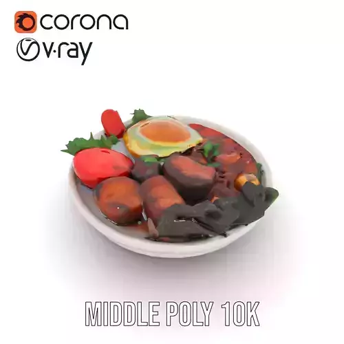 Deluxe Breakfast Bowl model pack Low-poly 3D model 5