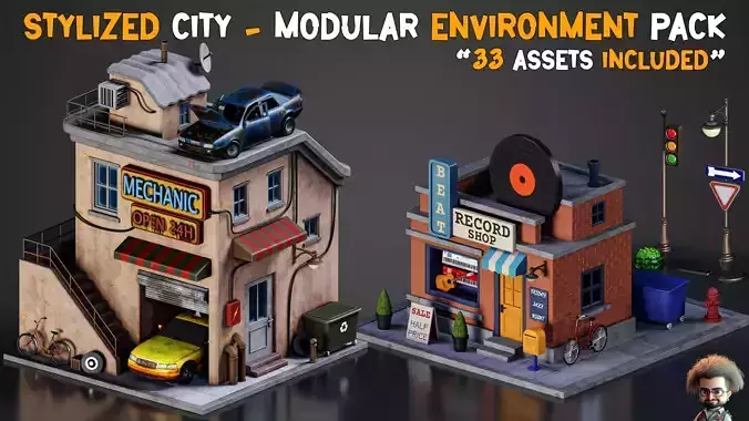 Stylized City   Modular Environment Pack   Vol 02  Low-poly 3D model
