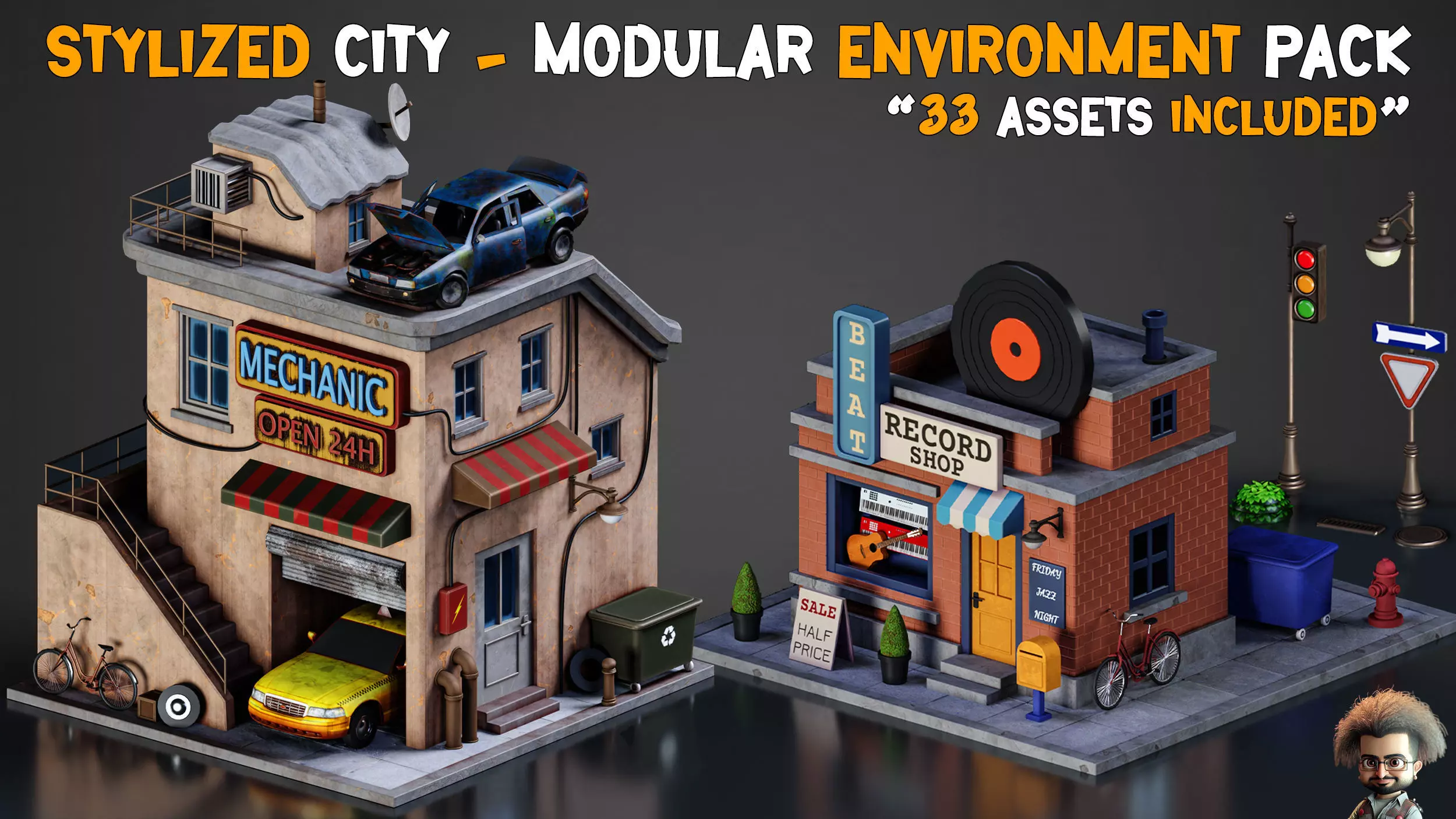 Stylized City   Modular Environment Pack   Vol 02  Low-poly 3D model_0