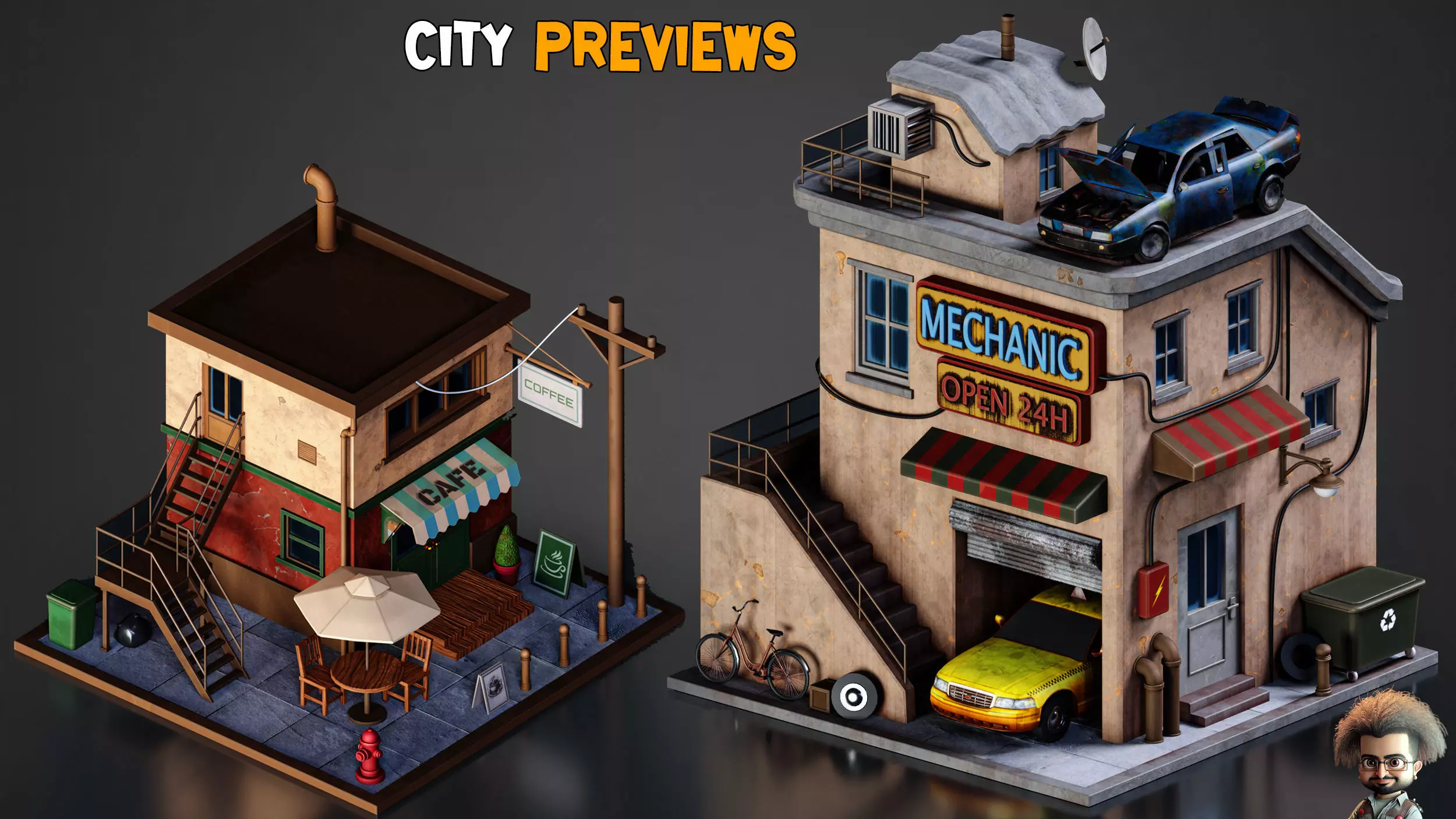 Stylized City   Modular Environment Pack   Vol 02  Low-poly 3D model_4