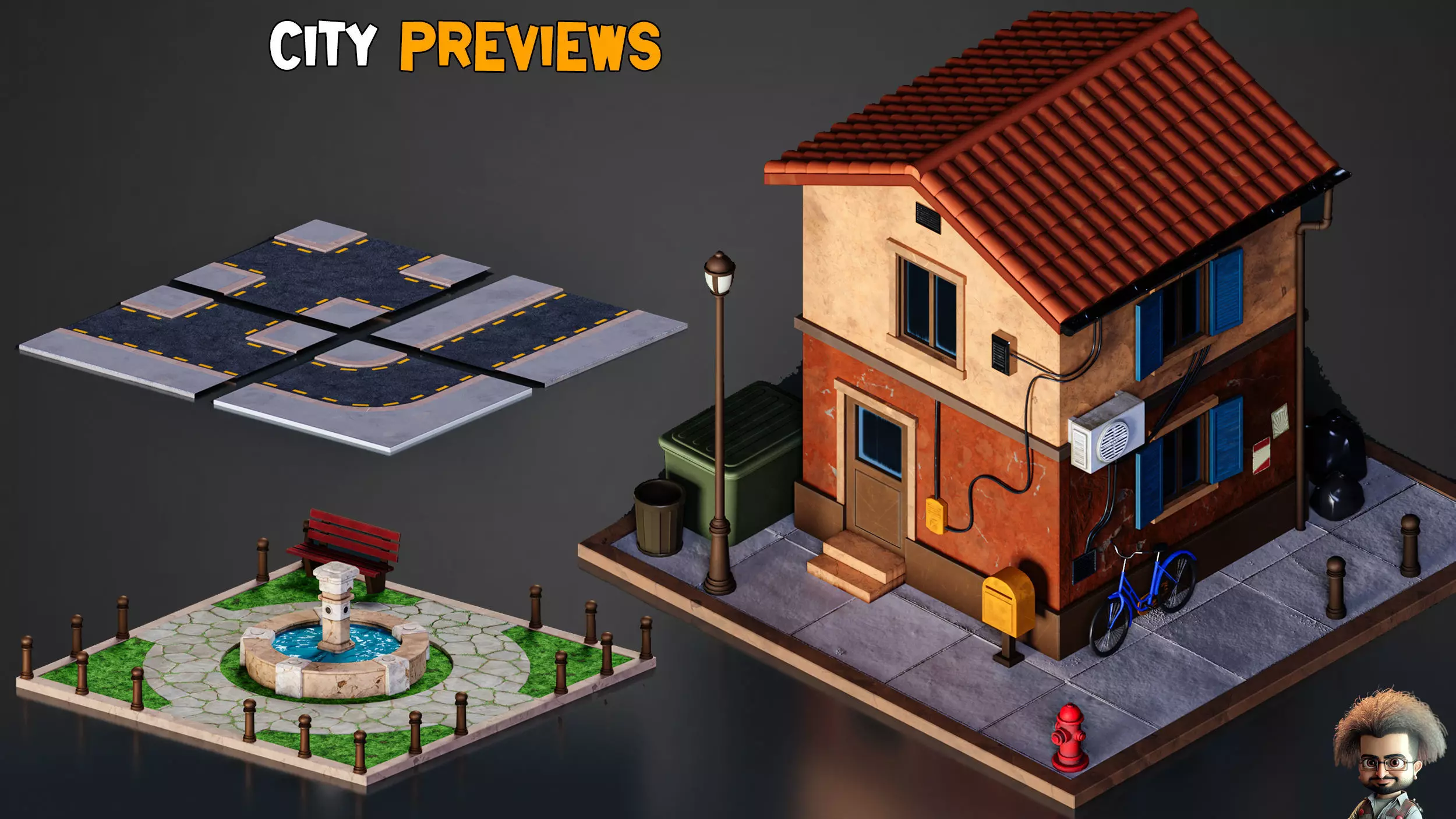 Stylized City   Modular Environment Pack   Vol 02  Low-poly 3D model_7