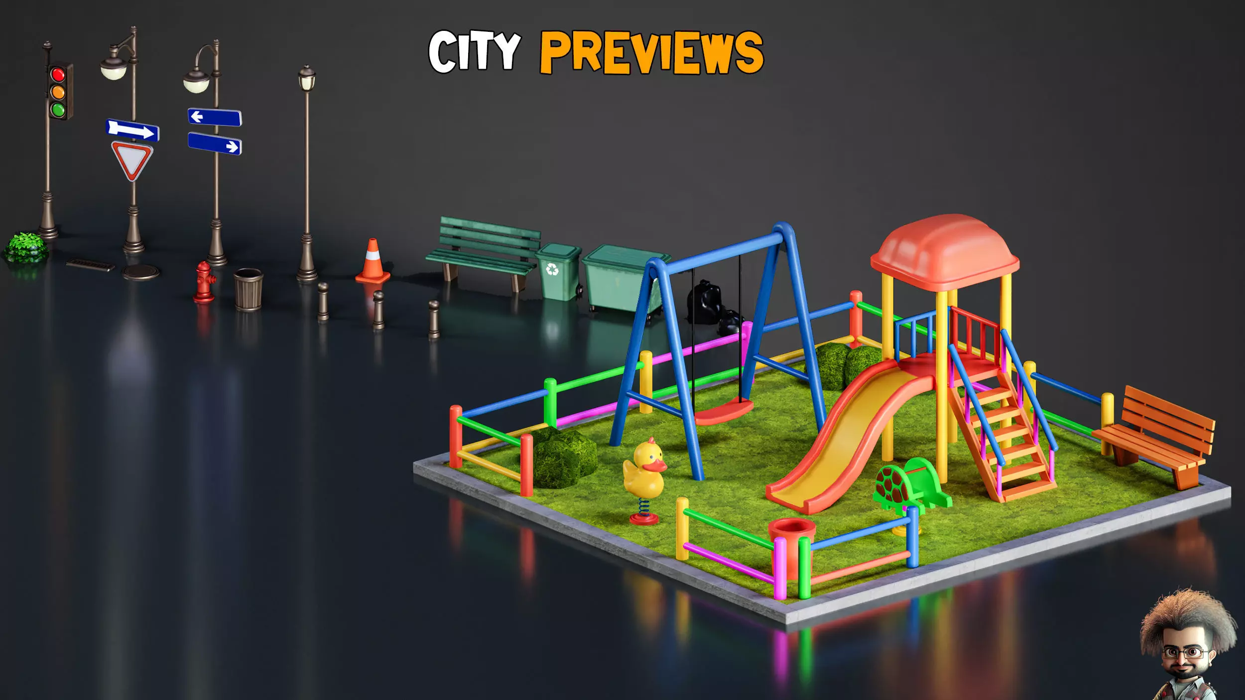 Stylized City   Modular Environment Pack   Vol 02  Low-poly 3D model_14