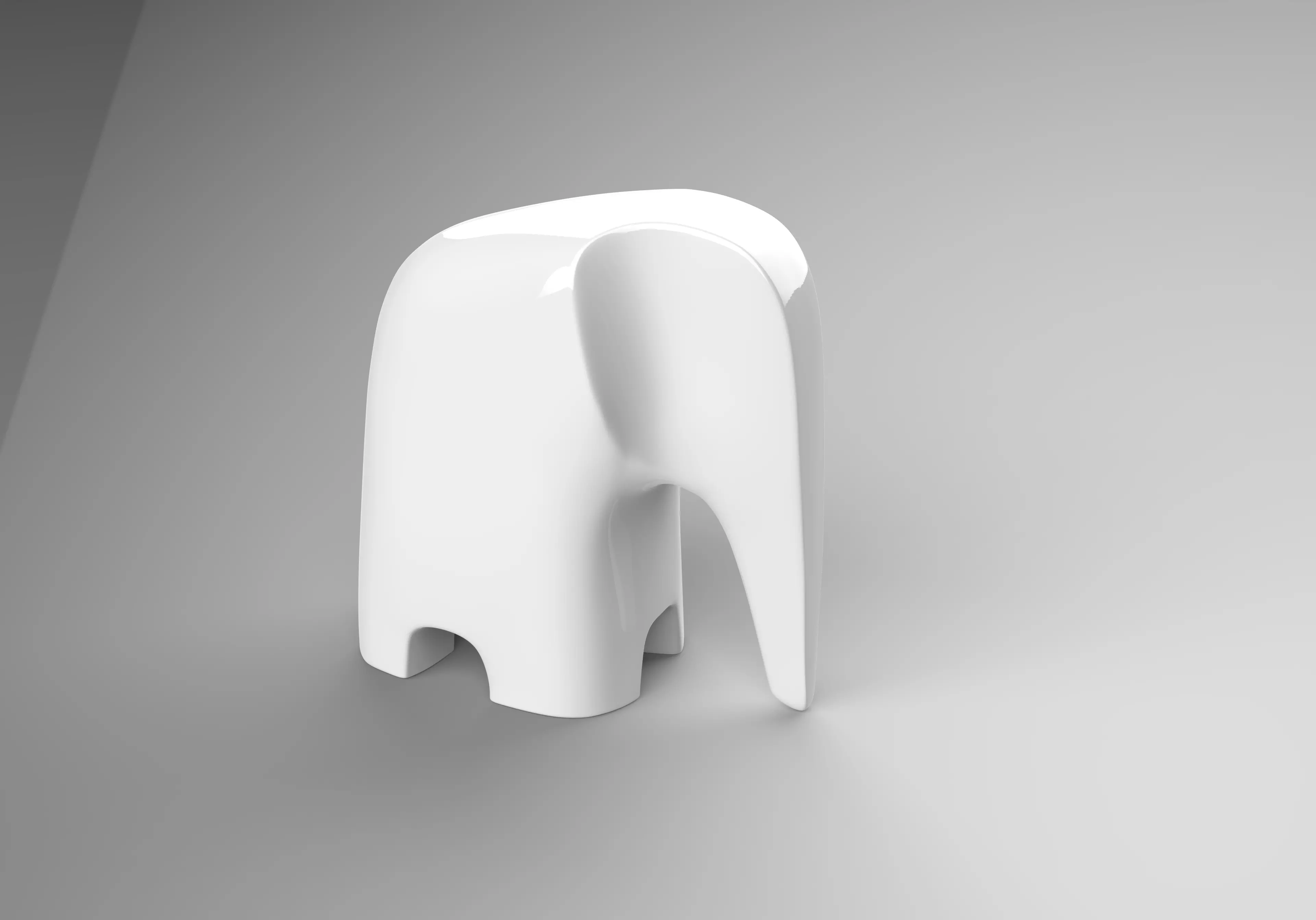 Elephant Decorative Showpiece - Minimal Home Artifact - 3D Model Low-poly 3D model_2