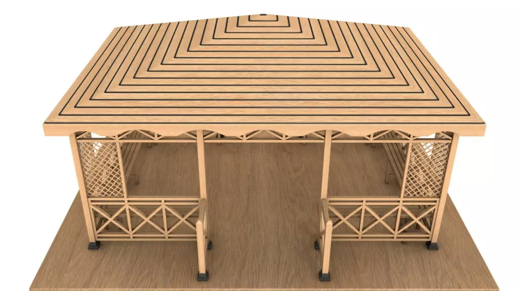 Wooden Gazebo 3D model_5