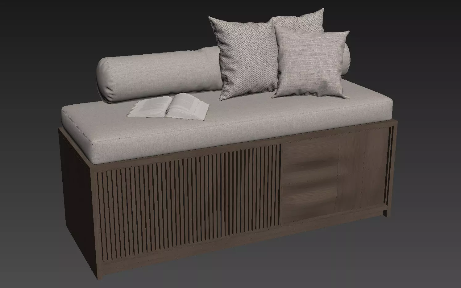 Decorative Seat With Pillows v2 3D model_5