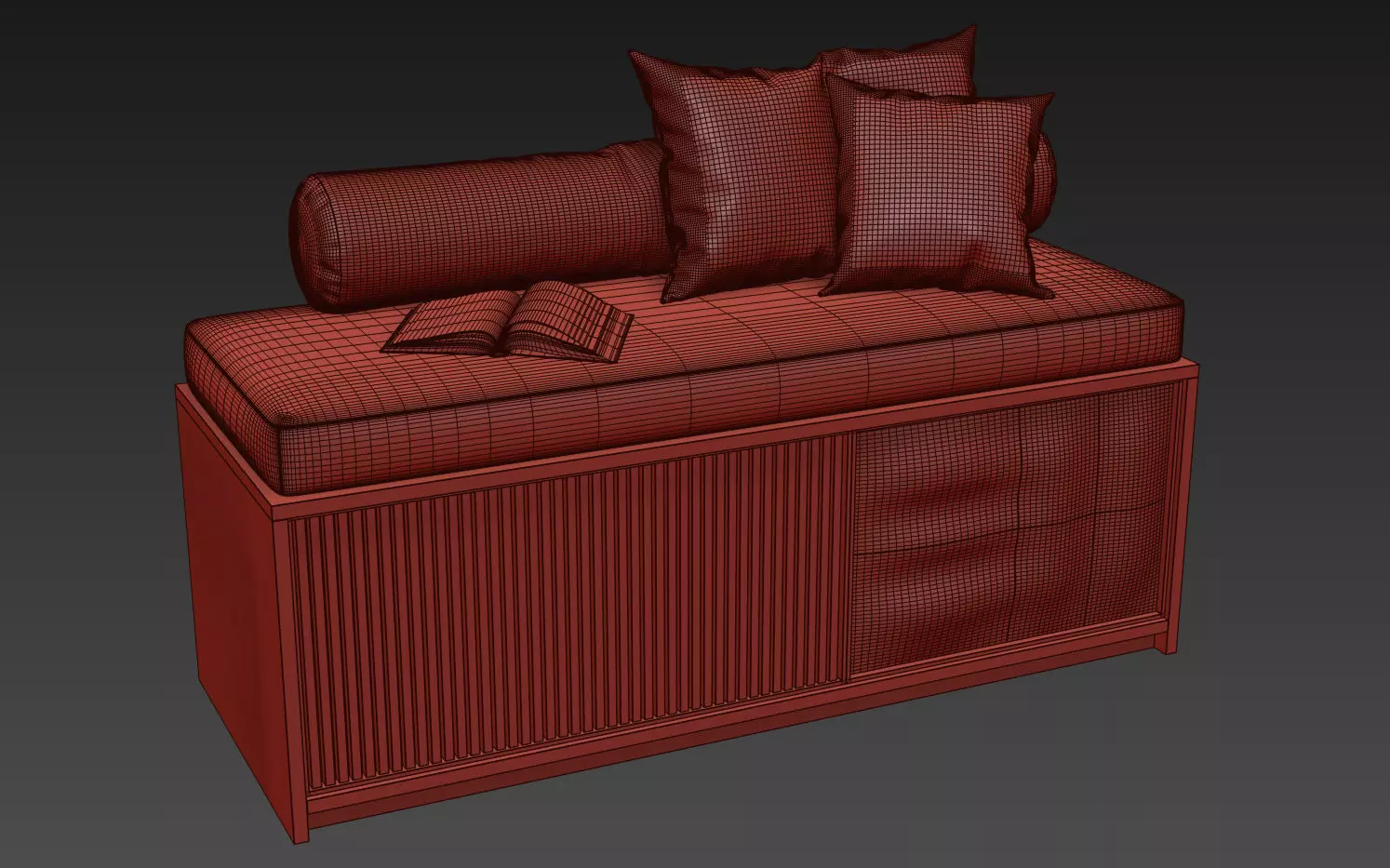 Decorative Seat With Pillows v2 3D model_7
