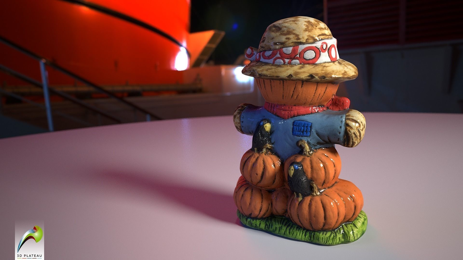 0002-03 Pumpkin Scarecrow Low-poly 3D model_1