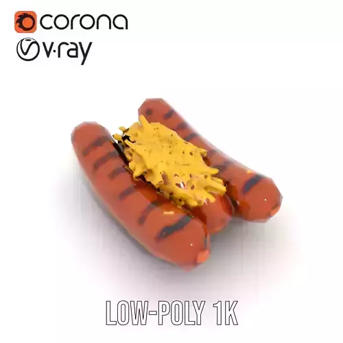Grilled Sausage Plate model pack Low-poly 3D model 7
