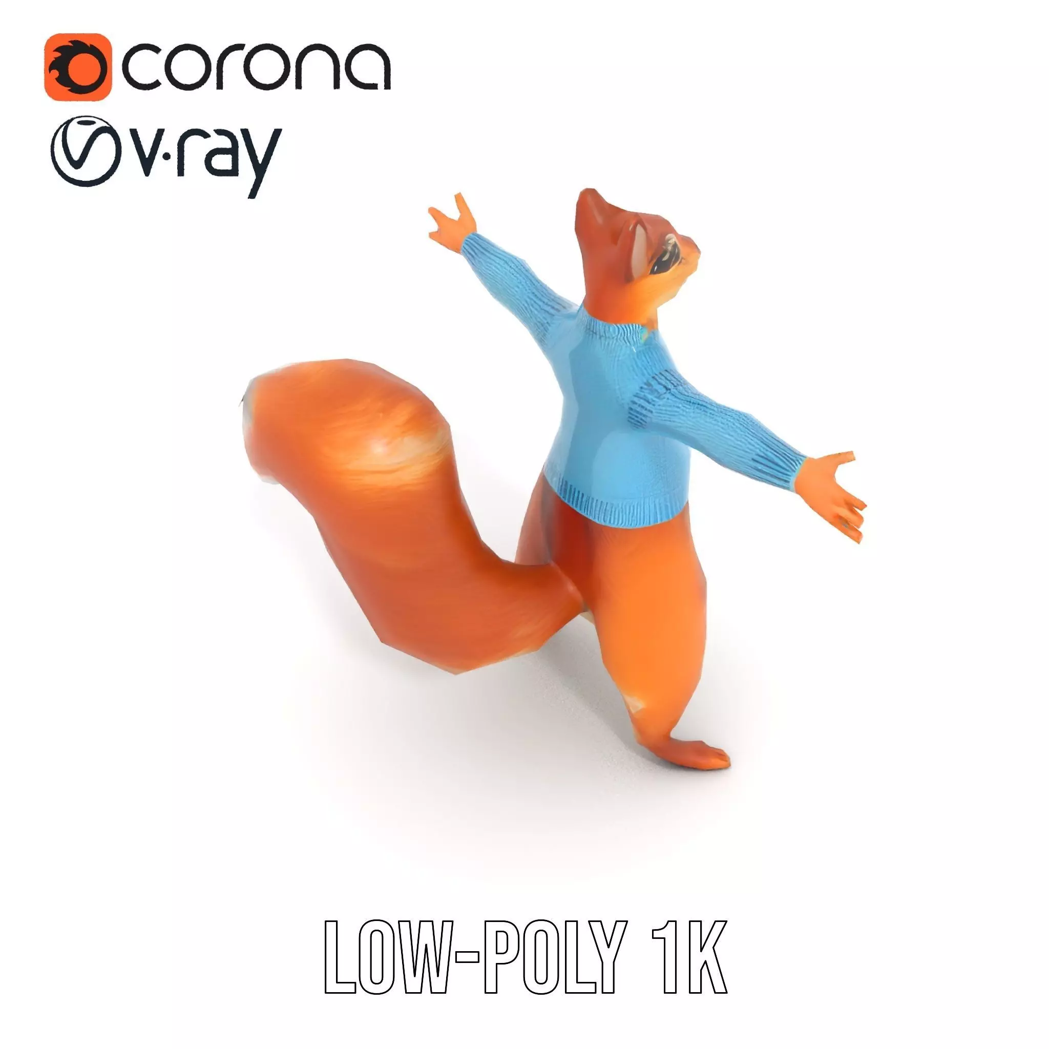 Blue Sweater Squirrel model pack Low-poly 3D model_14