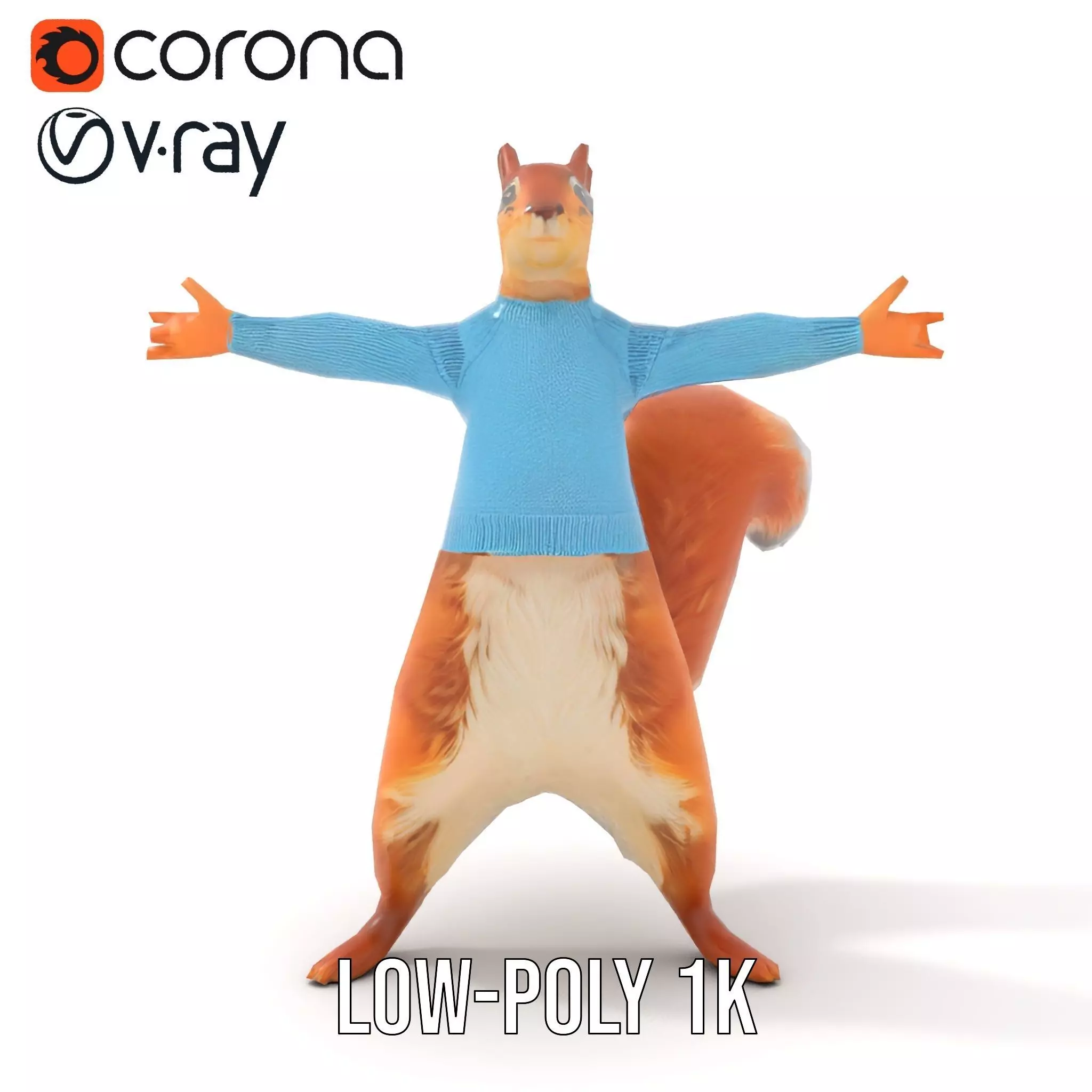 Blue Sweater Squirrel model pack Low-poly 3D model_17