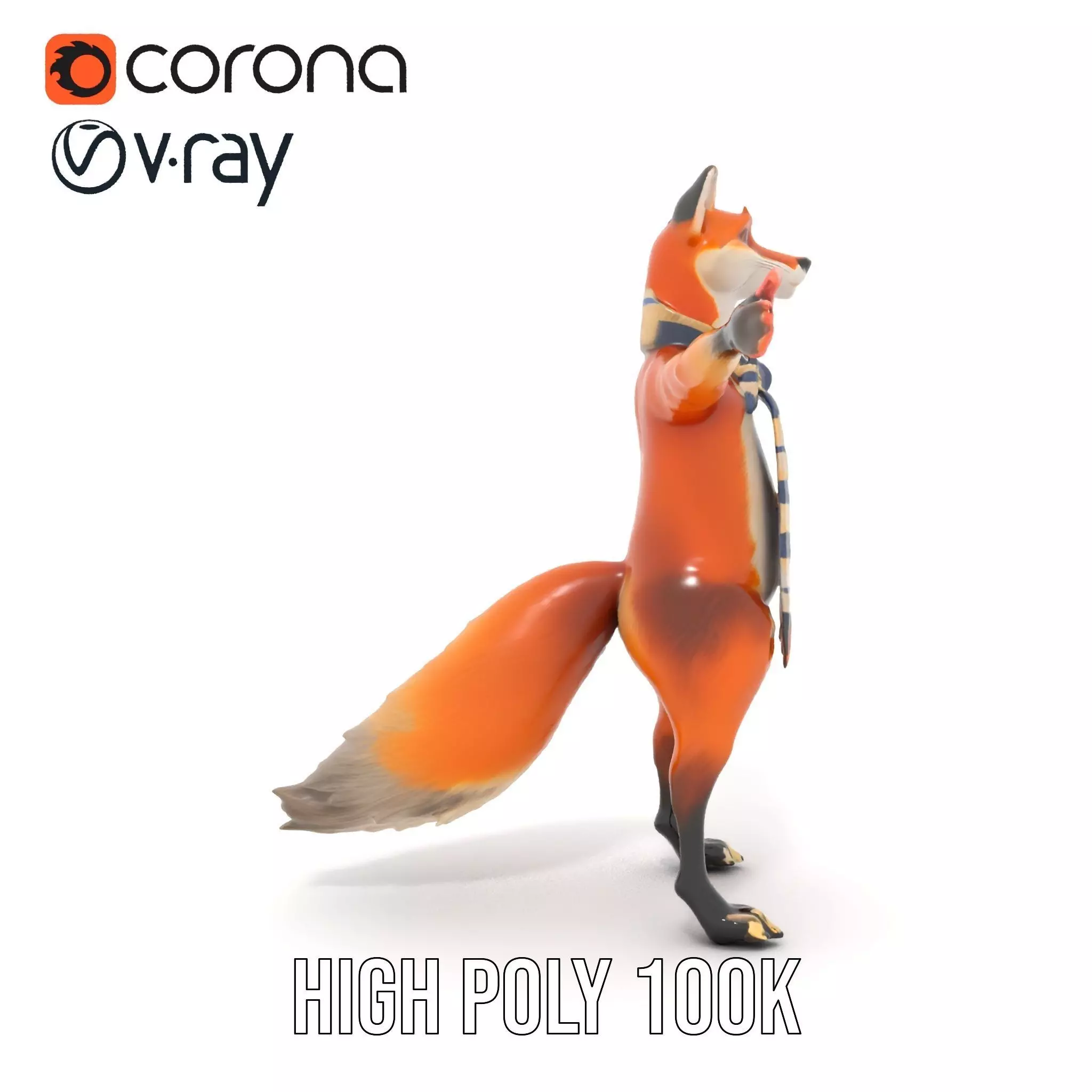 Charming Fox Scarf model pack Low-poly 3D model_26