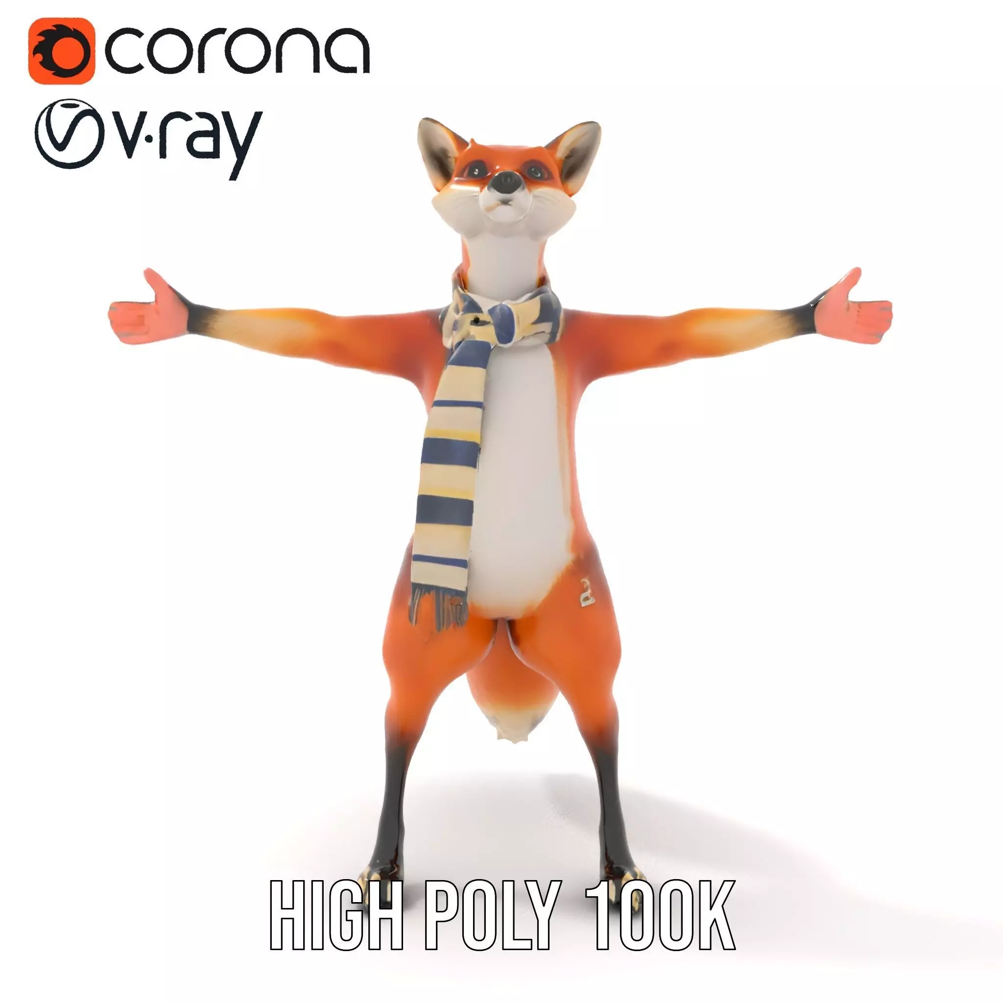 Charming Fox Scarf model pack Low-poly 3D model_15