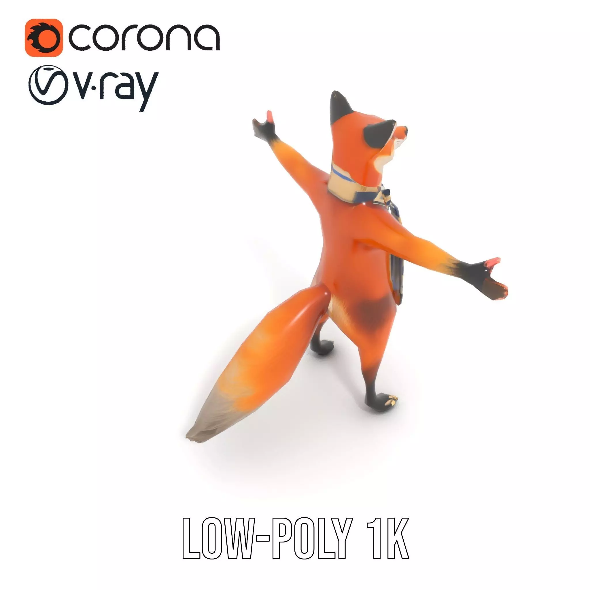 Charming Fox Scarf model pack Low-poly 3D model_11