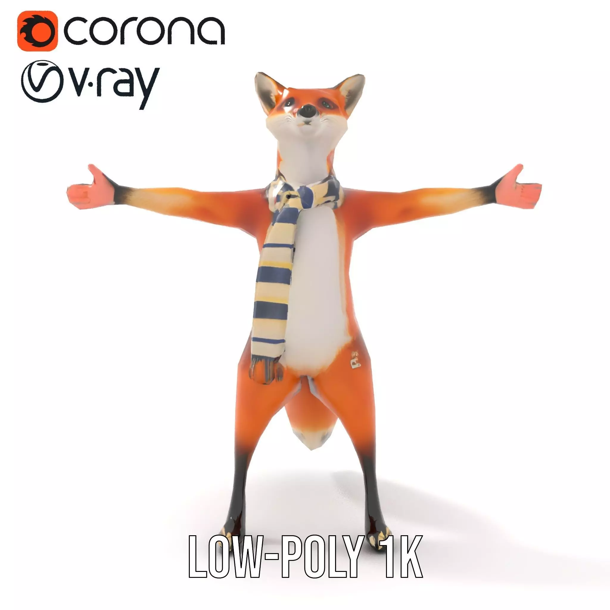 Charming Fox Scarf model pack Low-poly 3D model_14