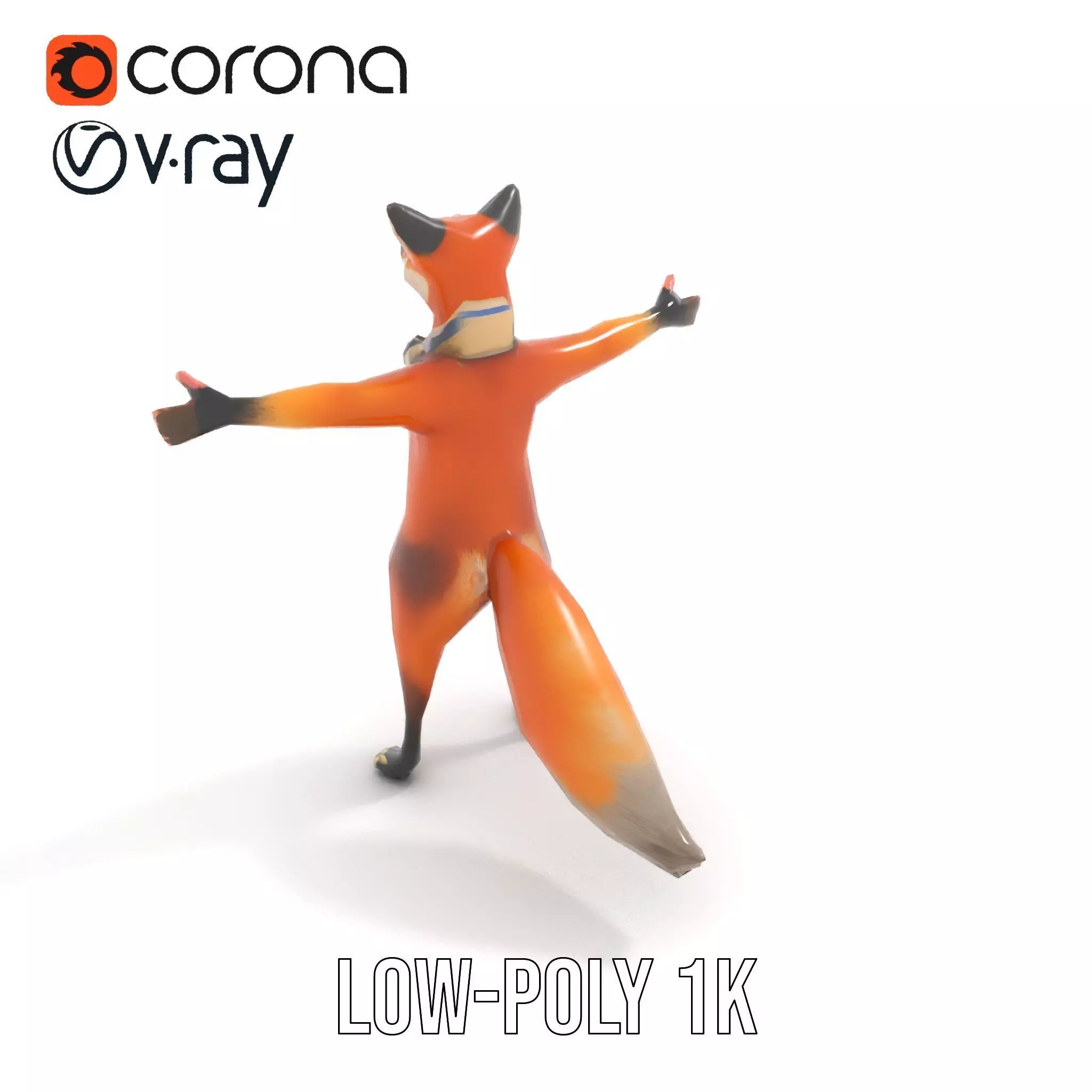 Charming Fox Scarf model pack Low-poly 3D model_7