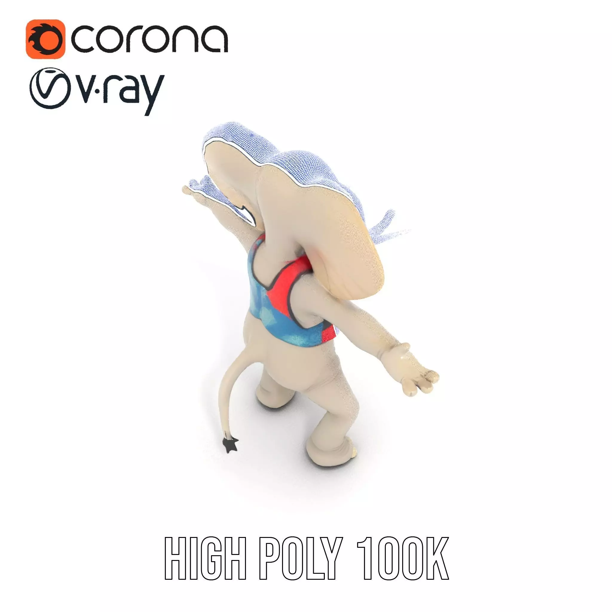 Colorful Elephant Performer model pack Low-poly 3D model_29