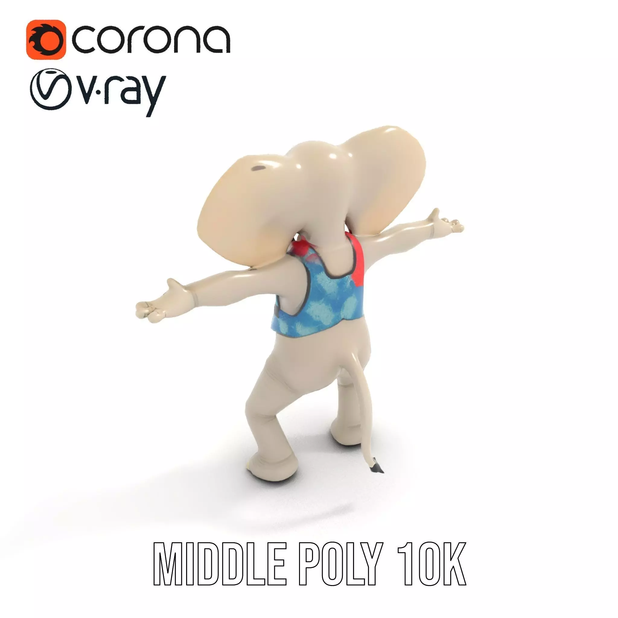 Colorful Elephant Performer model pack Low-poly 3D model_5